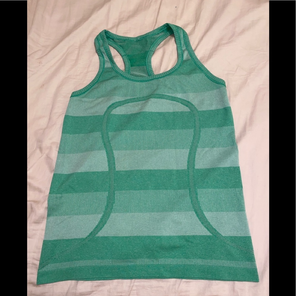 Dark green size 8 striped lulu racerback tank